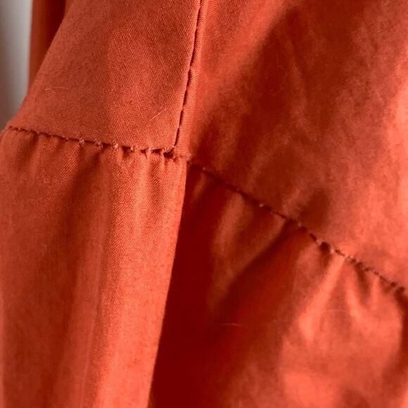 Marfinno Embroidered Floral Leaf Blouse Boho Small Orange Tangerine - Picture 3 of 8